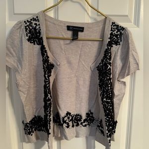 Chic tan and black shrug sweater